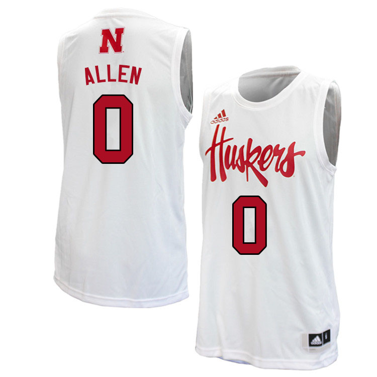 Men #0 Teddy Allen Nebraska Cornhuskers College Basketball Jerseys Sale-White - Click Image to Close